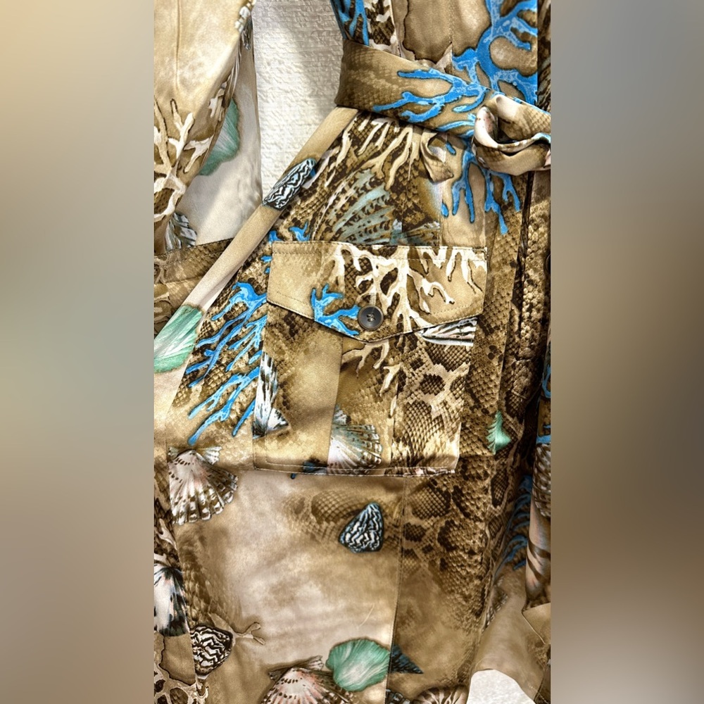Gorgeous HTF Vintage Cache Shirt Dress NWT 8 M Beach Print Reef Seashell Animal - Picture 7 of 11